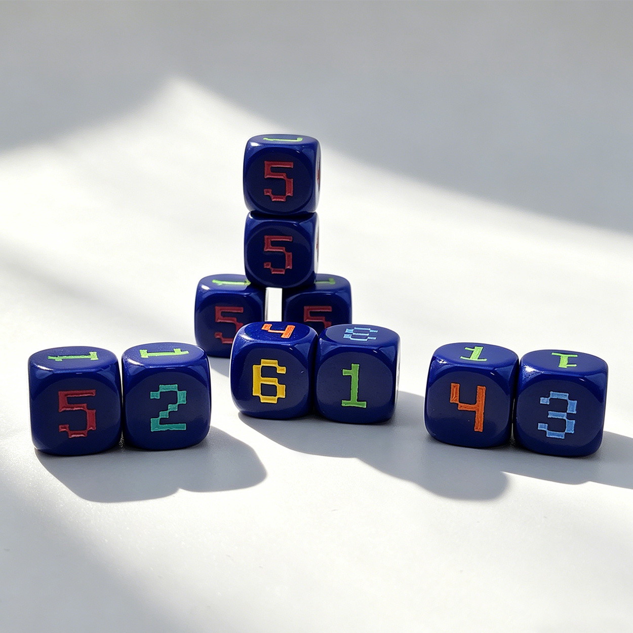 Game Token Counter - 10 adet 14mm 6 Taraflı Dijital